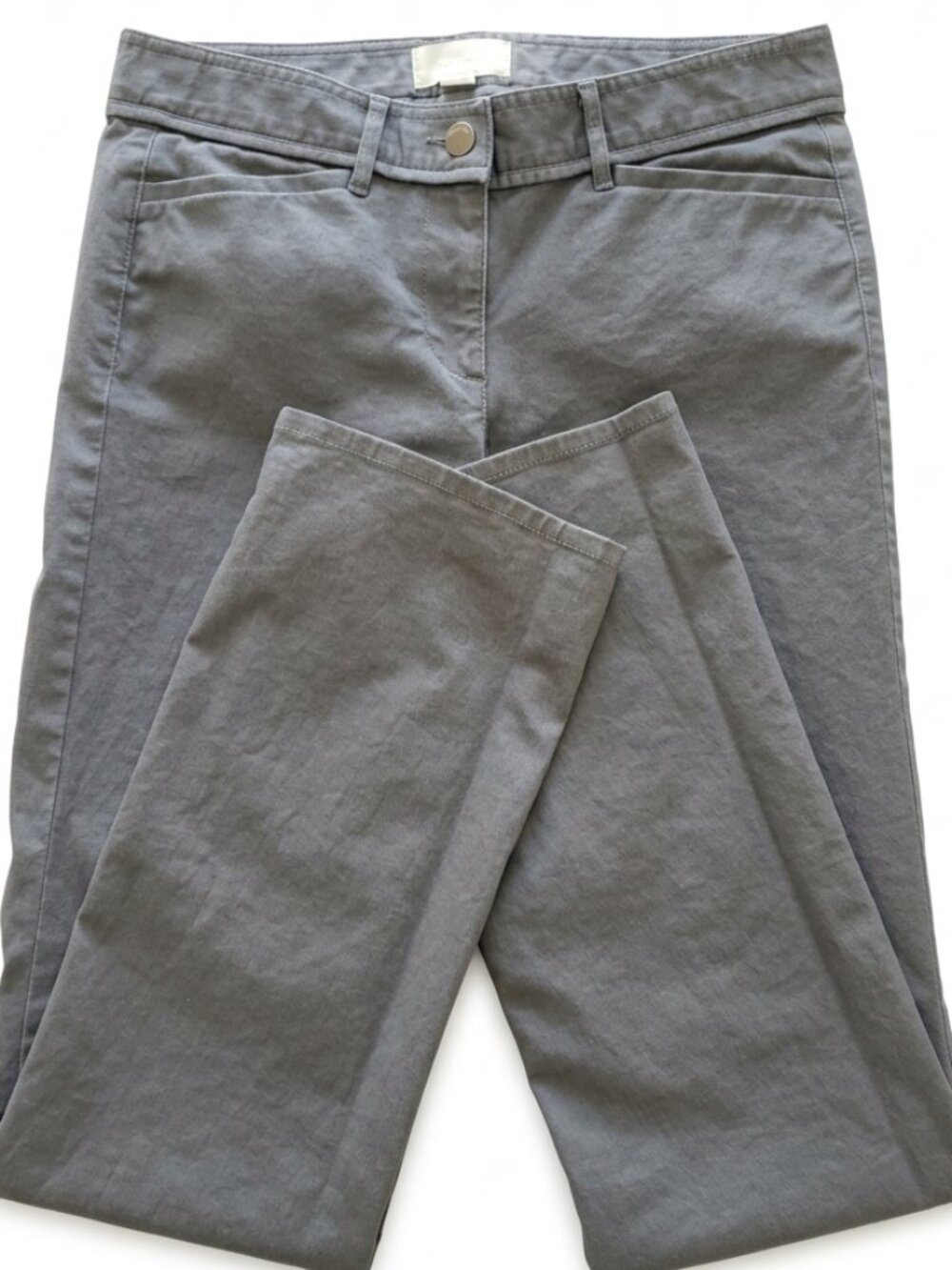 Ann Taylor LOFT Marisa Chino Trousers Size 2 Flat Front Dark Gray - Picture 1 of 8